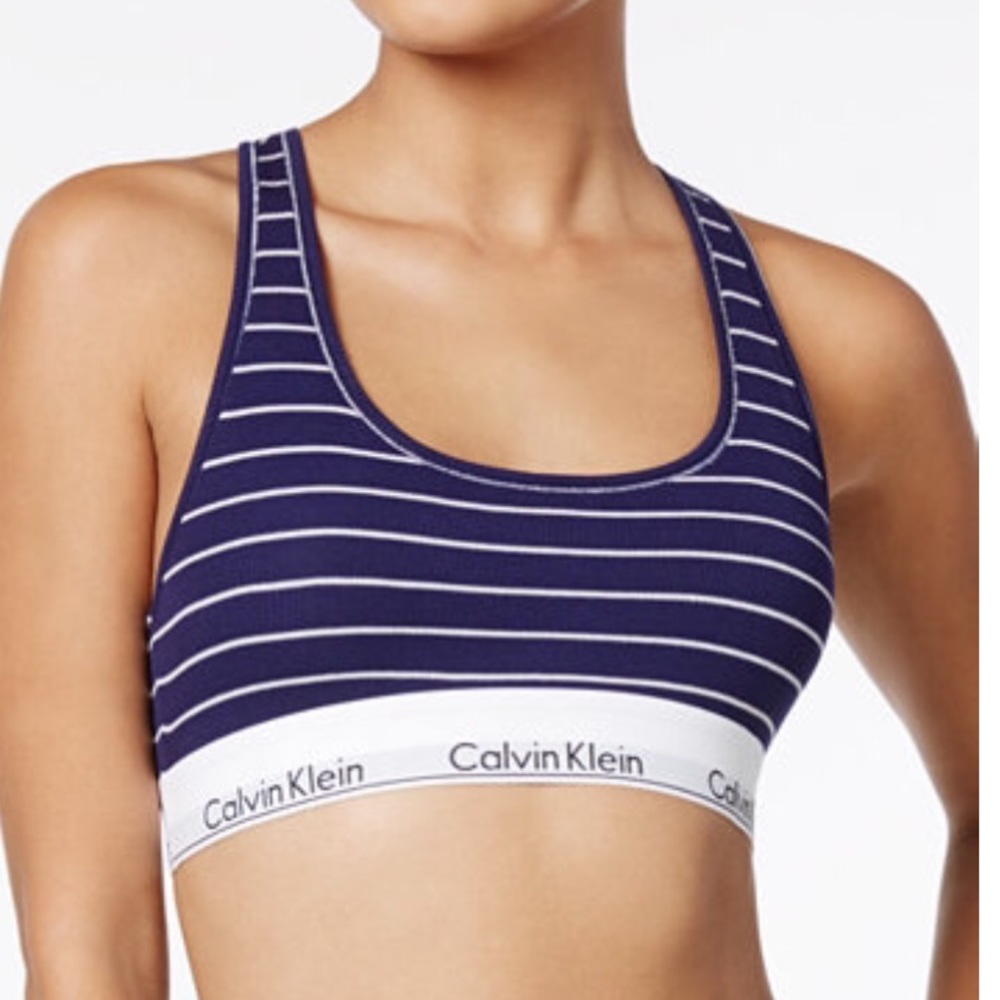 Calvin Klein Sports Bra - Navy Blue & White